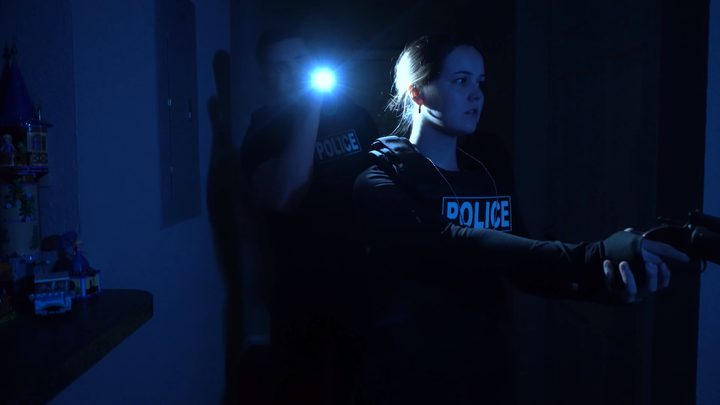 Police search by flashlight