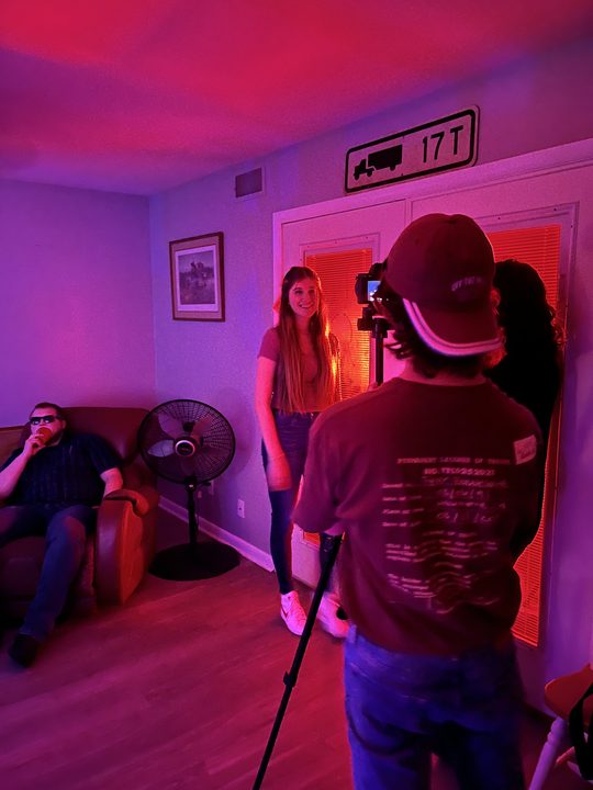 Shooting a red-lit bedroom scene for Beauty Of The Abandoned