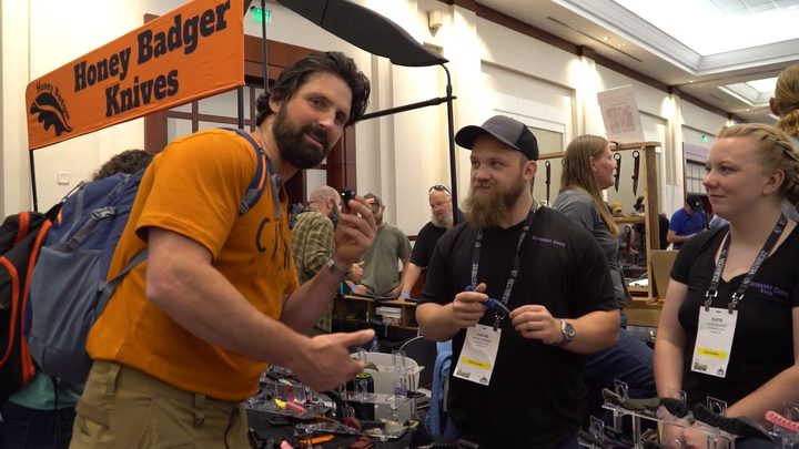 Interview at the Honey Badger Knives booth