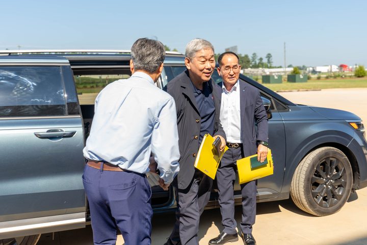 The CEO arriving at the plant