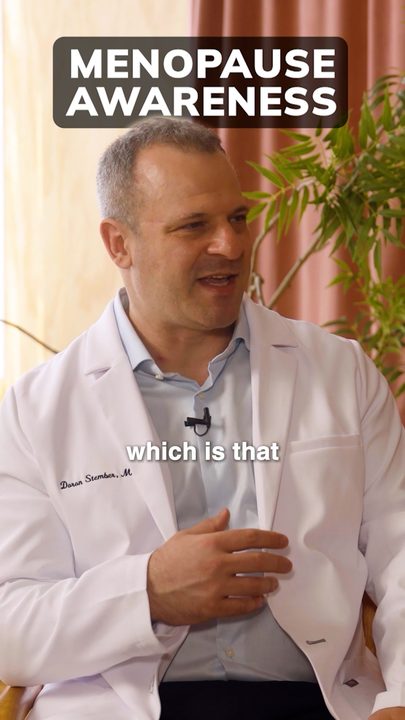 A doctor in a white coat under a 'Menopause Awareness' title