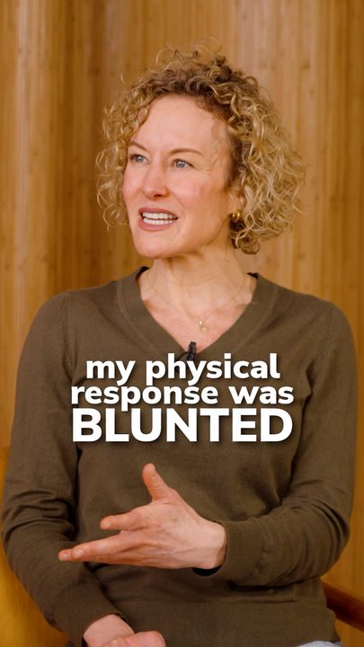 An interview subject under the bold caption 'my physical response was BLUNTED'