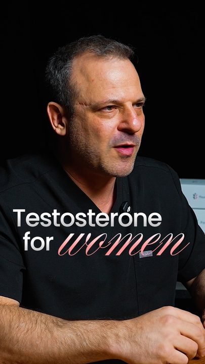 Fountain's CMO under a script-style 'Testosterone for women' title