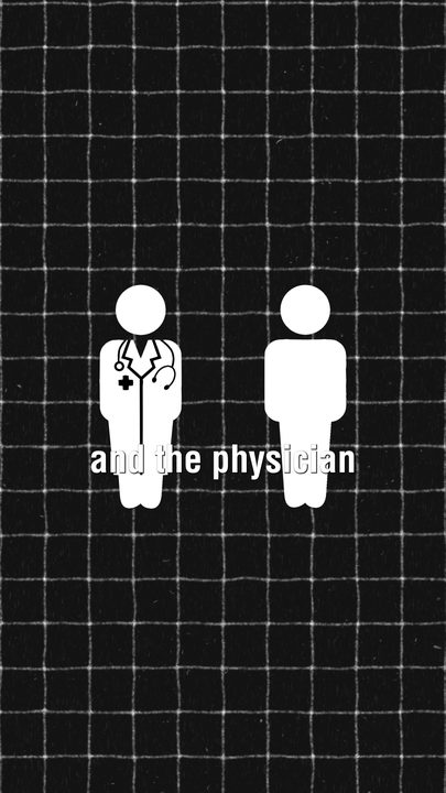 Doctor and patient icons on a black grid