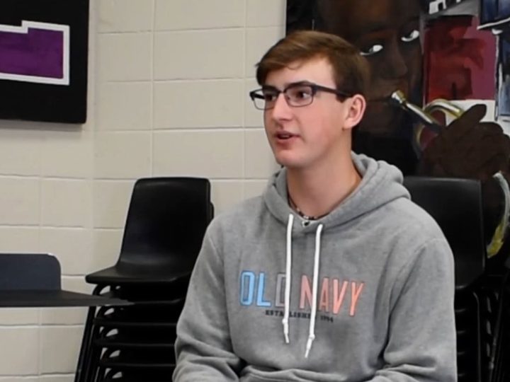 A band student mid-interview