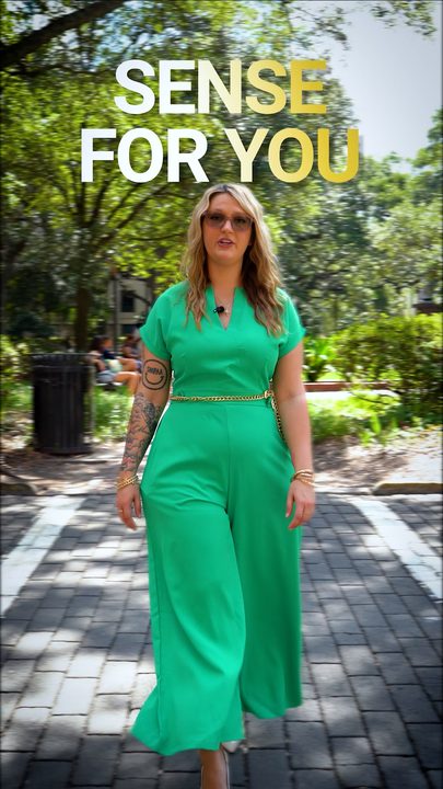 A 'Sense for you' title as Savanna walks toward camera